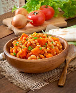 a bowl of beans and vegetables